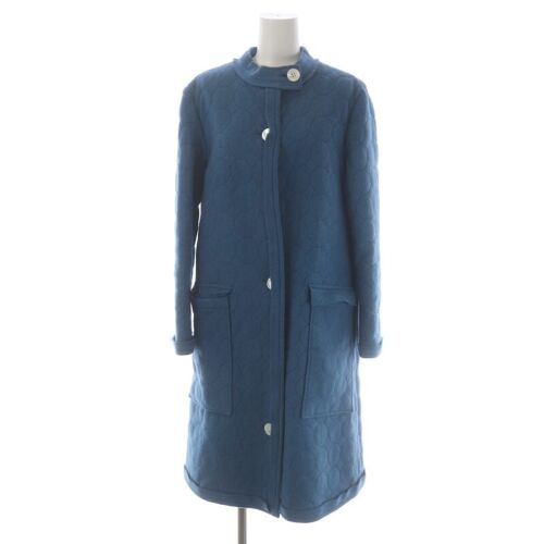 Mina Perhonen Creme Tambourin langer Mantel gesteppt einfliegender Knopf kaschmirblau - Bild 1 von 10