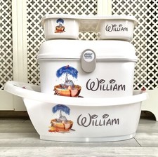 Personalised Baby Bath, Baby Box, top and tail tray Vintage Dumbo