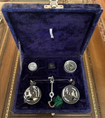 Vintage Jewelry Scale: Precision Balance in a Velvet Case - Weights Included