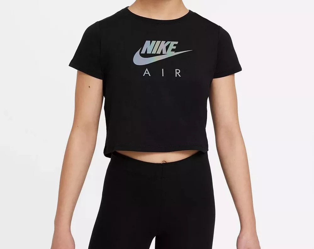 Nike Big Girls Sportswear Crop T shirt Black Size XL