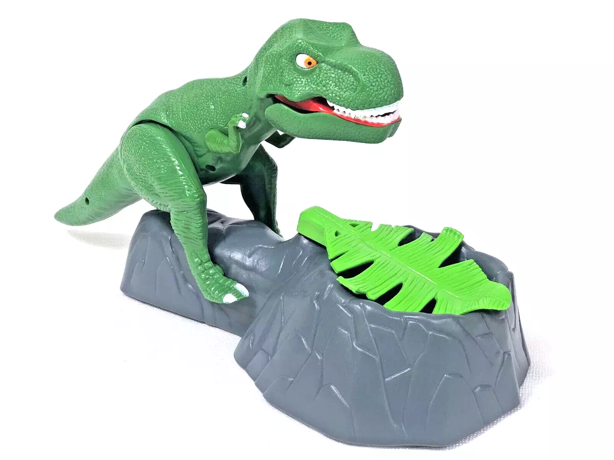 DINO MEAL Game Green T-REX DINOSAUR with Nest Base for Parts Tested, Works