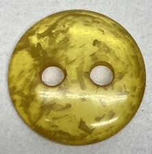 Vtg Bakelite Sewing Button Transparent  Flakes Yellow Simichrome Polish Tested