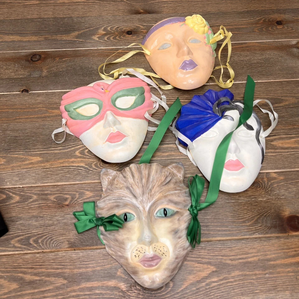 Hanging Ceramic Wall Mask Cat &Lady  Vintage Home Decor - Image 2 of 4