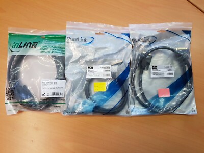 3 x DVI-Kabel PureLink inLine PI4300-010 CD-DD-030-BK 2x1m 1x3m Neu