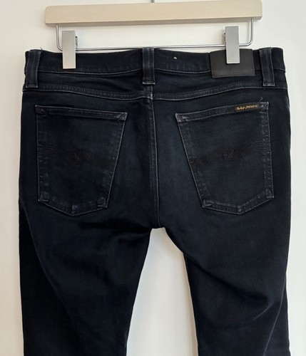 Nudie Jeans “tight Long John” Skinny Slim Jeans Black Black / Dark Blue W32 L34 - Picture 9 of 13