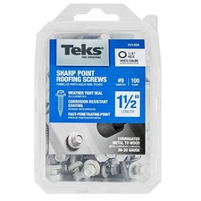 Teks 21424 #9 x 1-1/2 in. HEX WASHER HEAD SHARP PT METAL-TO-WOOD WHITE ROOFING