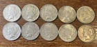 Lot of 10 PEACE DOLLARS 1922-1925 90% Silver USA