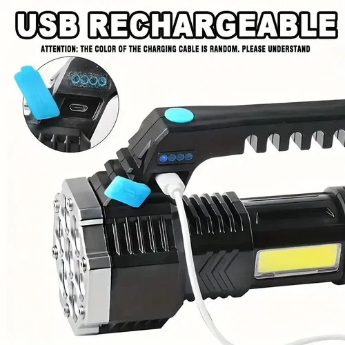 7 LED USB Rechargeable Flashlight High Power Bright LED Torch UK - Picture 5 of 9