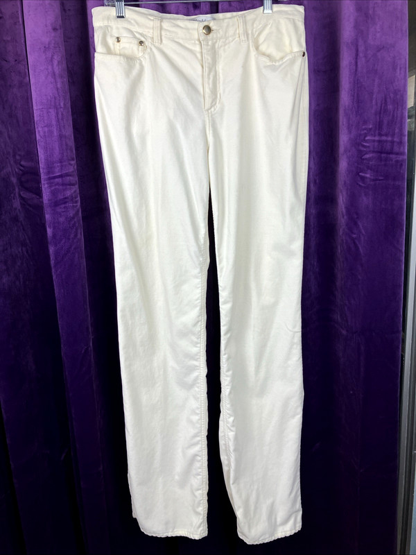 TALL Us 10 Max Mara Italy Cream  Cotton Velour  5 Pocket Jeans