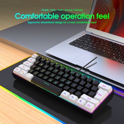  V700BW+A869 USB Computer Keyboard And Mouse Kit With 61-key Wired RGB