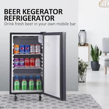 Single Tap Beer Kegerator, 97L Draft Beer Dispenser, Full Size Stainless Steel