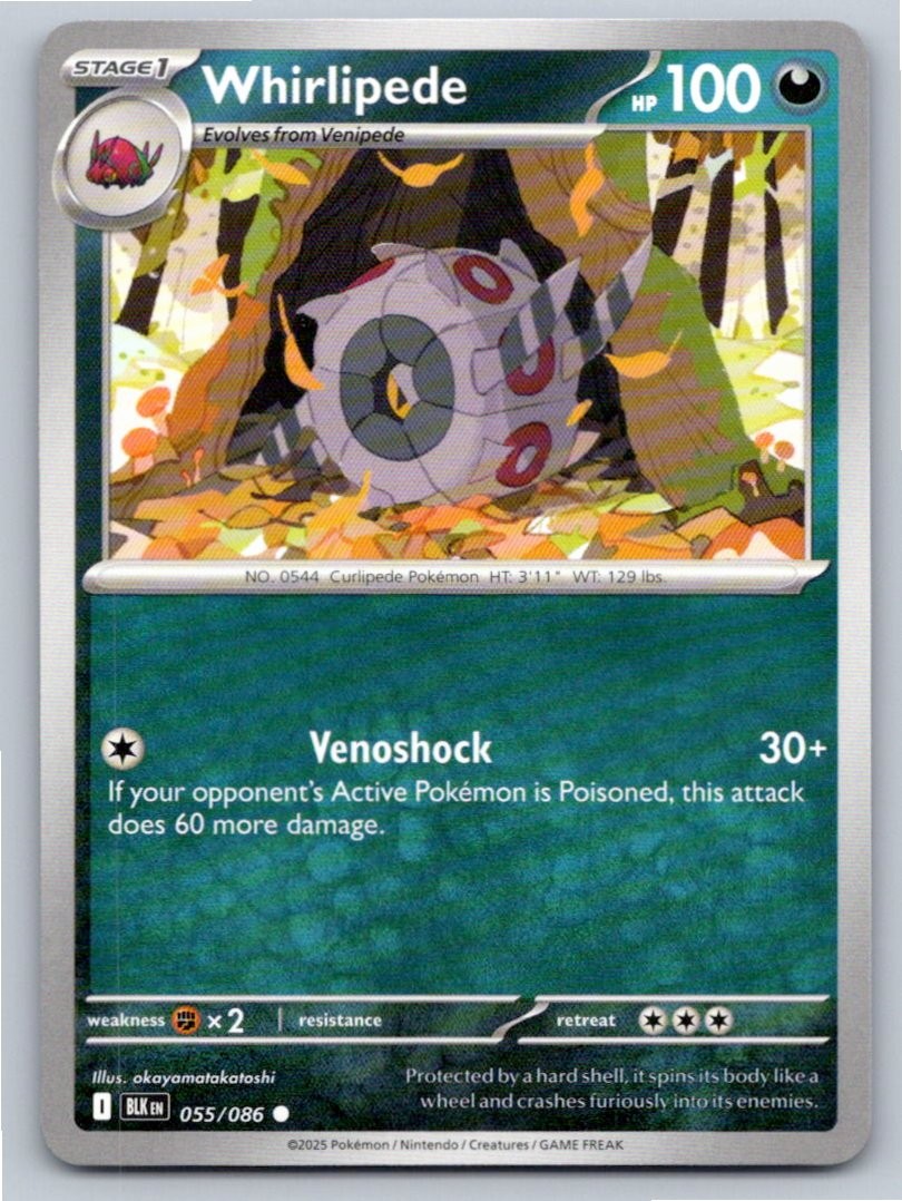 2025 POKEMON WHIRLIPEDE BLACK BOLT 055/086 COMMON NM A14547 FREE S&H