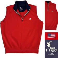 Fairway & Greene F&G Tech Golf Vest Mens Med Red Sleeveless 1/4 zip Performance