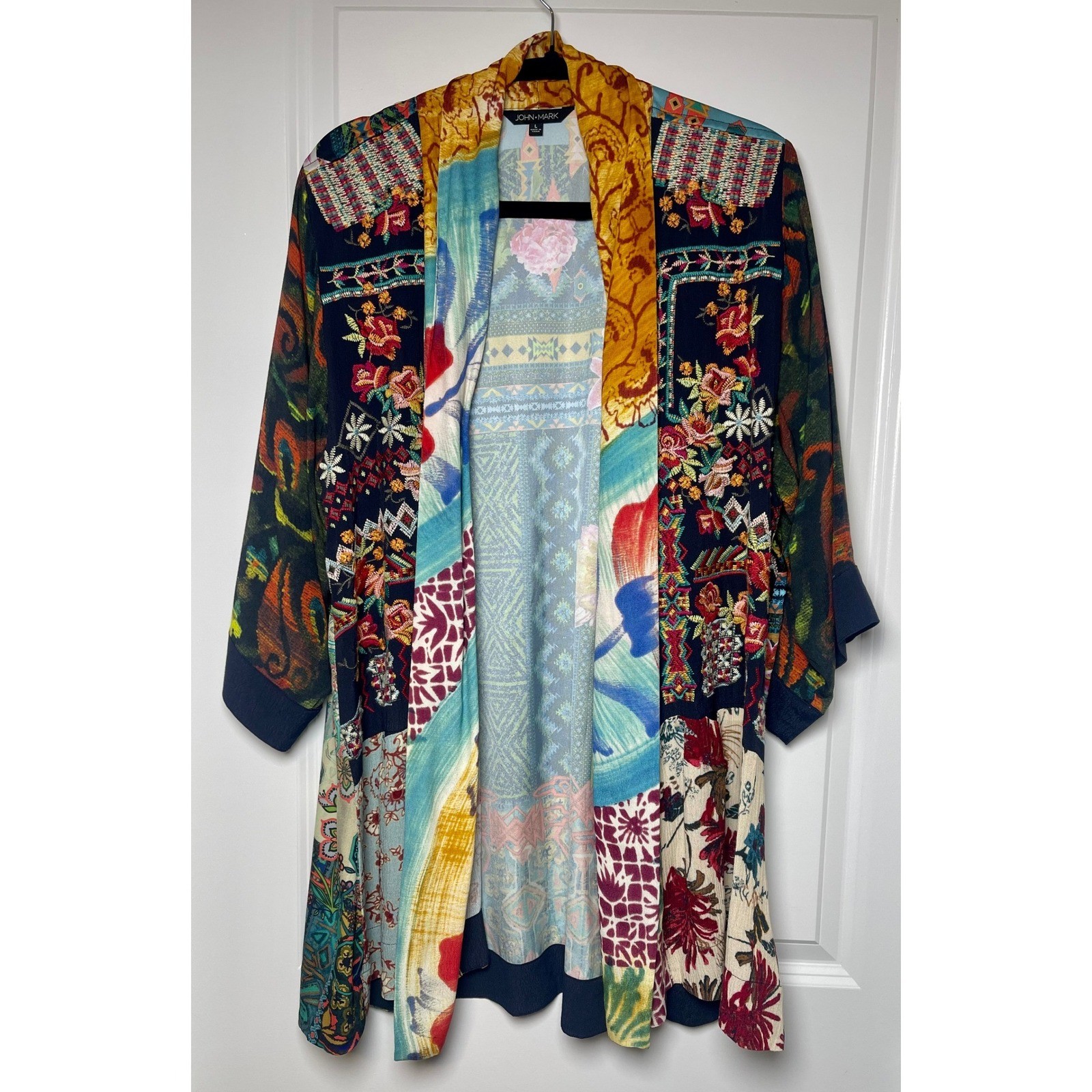 John Mark Large Patchwork Kimono Jacket Floral Em… - image 4