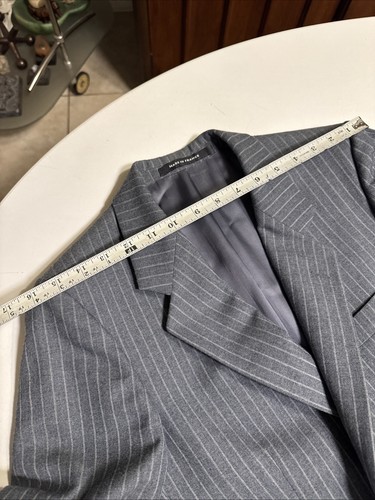Vintage Yves Saint Laurent Wool Gray Chalk Stripe Flat Front Men’s Suit 36 Reg - Picture 13 of 19