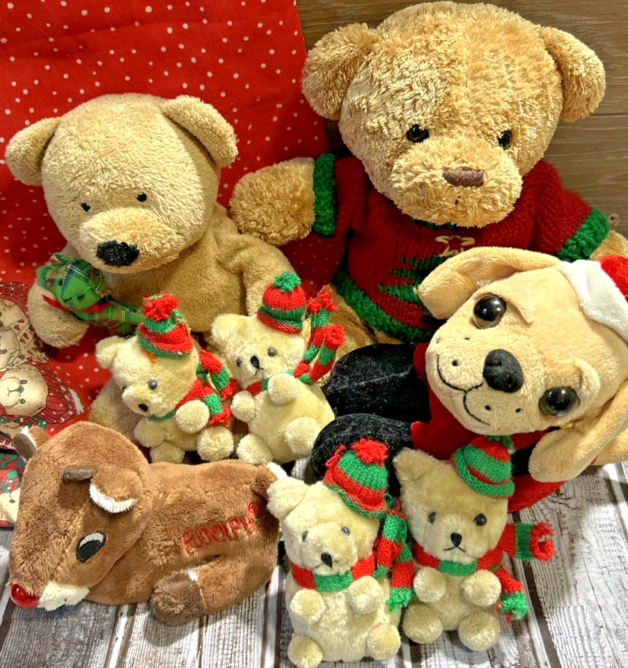 Lote de Peluche Navidad Wishpets Spencer Dan Dee Rudolph Ty Pluffies + Osos Foto 2 de 4