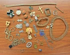 Vintage Costume Jewelry Lot of Brooches Pins Rhinestone Enamel Floral Earrings