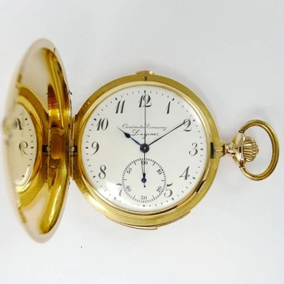 Longines Minutenrepetition Chronograph 18ct Gelbgold Taschenuhr um 1900/1910 - Bild 1 von 4