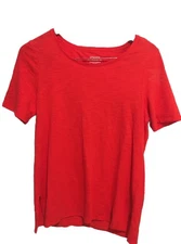 Chico’s Size 0 Small The Ultimate Tee Red Top Cotton Modal Back Button Detail