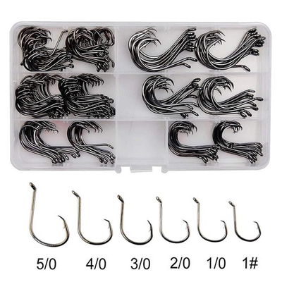 #ad 160 Offset Circle Fishing Hooks Box Black High Carbon Steel: Sizes #1 5 0 $8.59