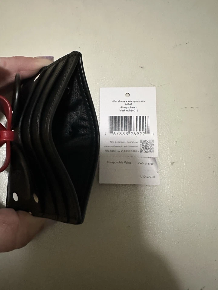 KATE SPADE DISNEY MINNIE MOUSE BACKPACK BLACK WHITE POLKA DOT LEATHER RED BOW - Image 3 of 4