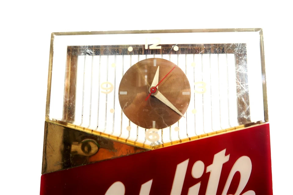 Reloj Schlitz Vintage Años 50 10.75" Alto Reloj Funciona pero BOMBILLA NECESITA SER REEMPLAZADA '59 Foto 3 de 4
