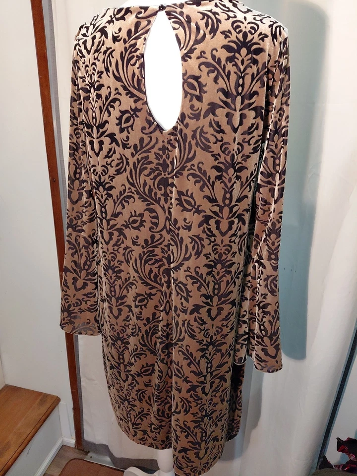 Коричневый бархат выгорания платье ведьмы прихоти фея гранж Bell рукав викторианской - Изображение 3 из 4