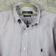 Vintage Ralph Lauren Shirt Mens 16.5 34/35 Pink Check Yarmouth Oxford Pony Y2k