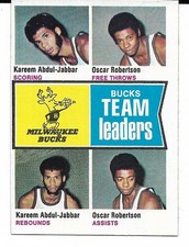 1974-75 Topps #91 Kareem Abdul-Jabbar / Oscar Robertson BUCKS TEAM LEADERS - EX