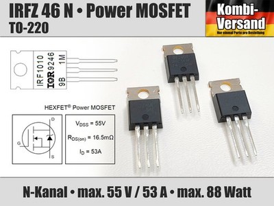 IRFZ 46 N N-Kanal Power MOSFET max. 55V 53A 88W TO-220AB IRFZ46 N IRFZ46N
