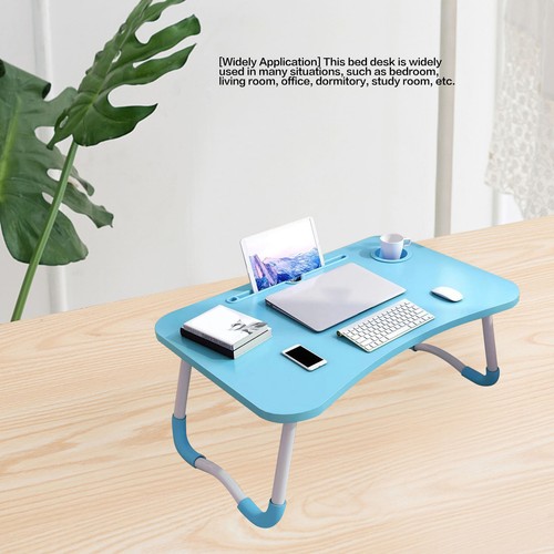 (Blue)Kids Laptop Desk With Cup Holder Density Board Foldable Bed Table For Hous - Picture 10 of 12