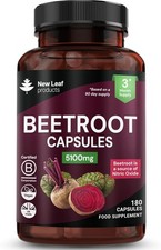 Beetroot Capsules 5100mg - High Strength Beetroot Supplement 180 Vegan Capsules