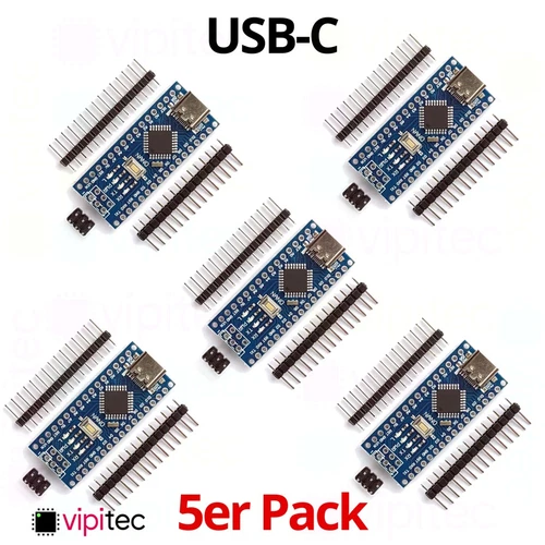 5 Stück Nano V3.0 für Arduino USB C Board 3.0 ATmega328 Bootloader CH340