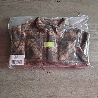 Janie and Jack Boys The Plaid Sherpa Shirt Jacket Size 3-4 Brown 