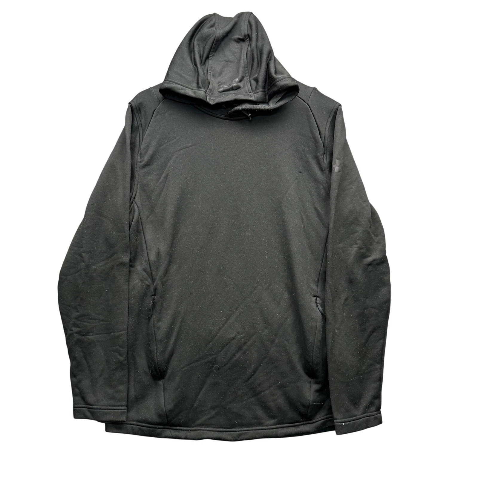 Under Armour Hoodie Men's Size L Black ColdGear Fleece Lined Fitted Sweatshirt