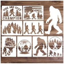 Pkqon Large Stencils for Painting on Wood Forest Mountains Pine Tree Pattern ...