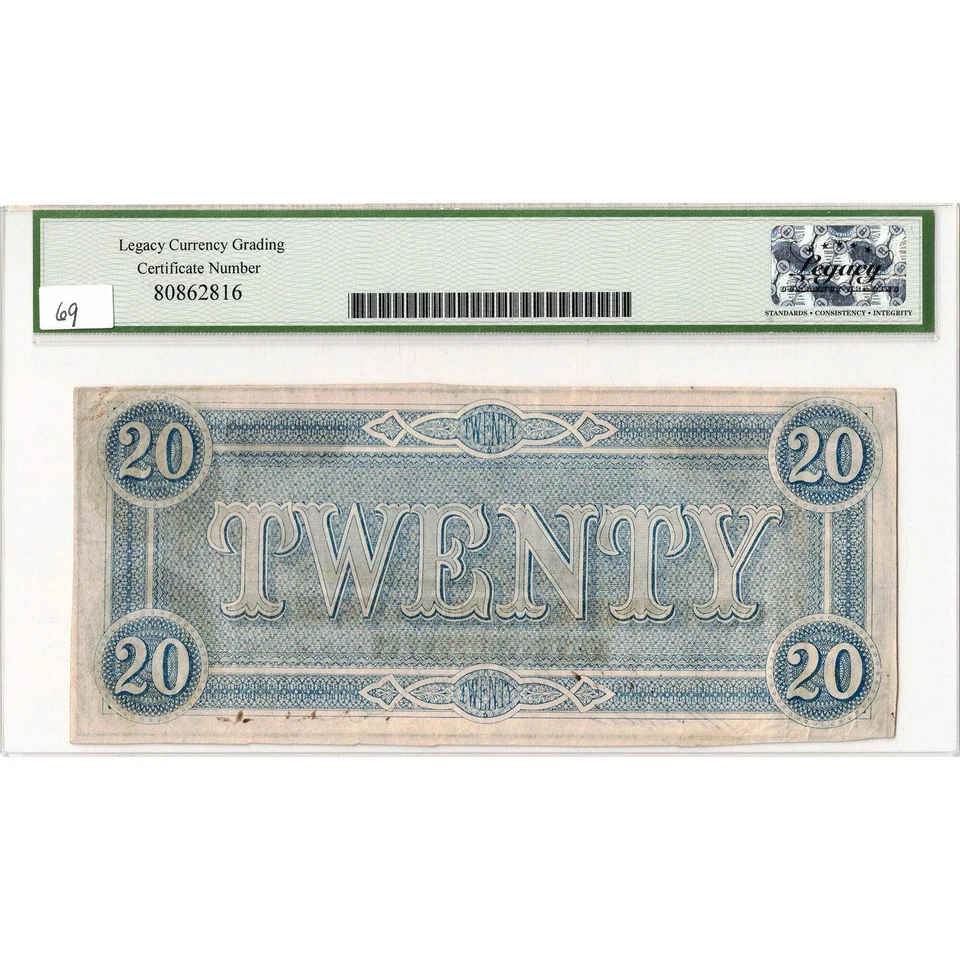 United States 1864 $20 Confederate State Note T-67 - Legacy EF-40 PPQ - Image 3 of 3