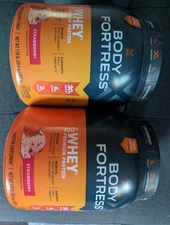 02 X Body Fortress 100% Whey Premium Protein Powder Strawberry 1.78lb..