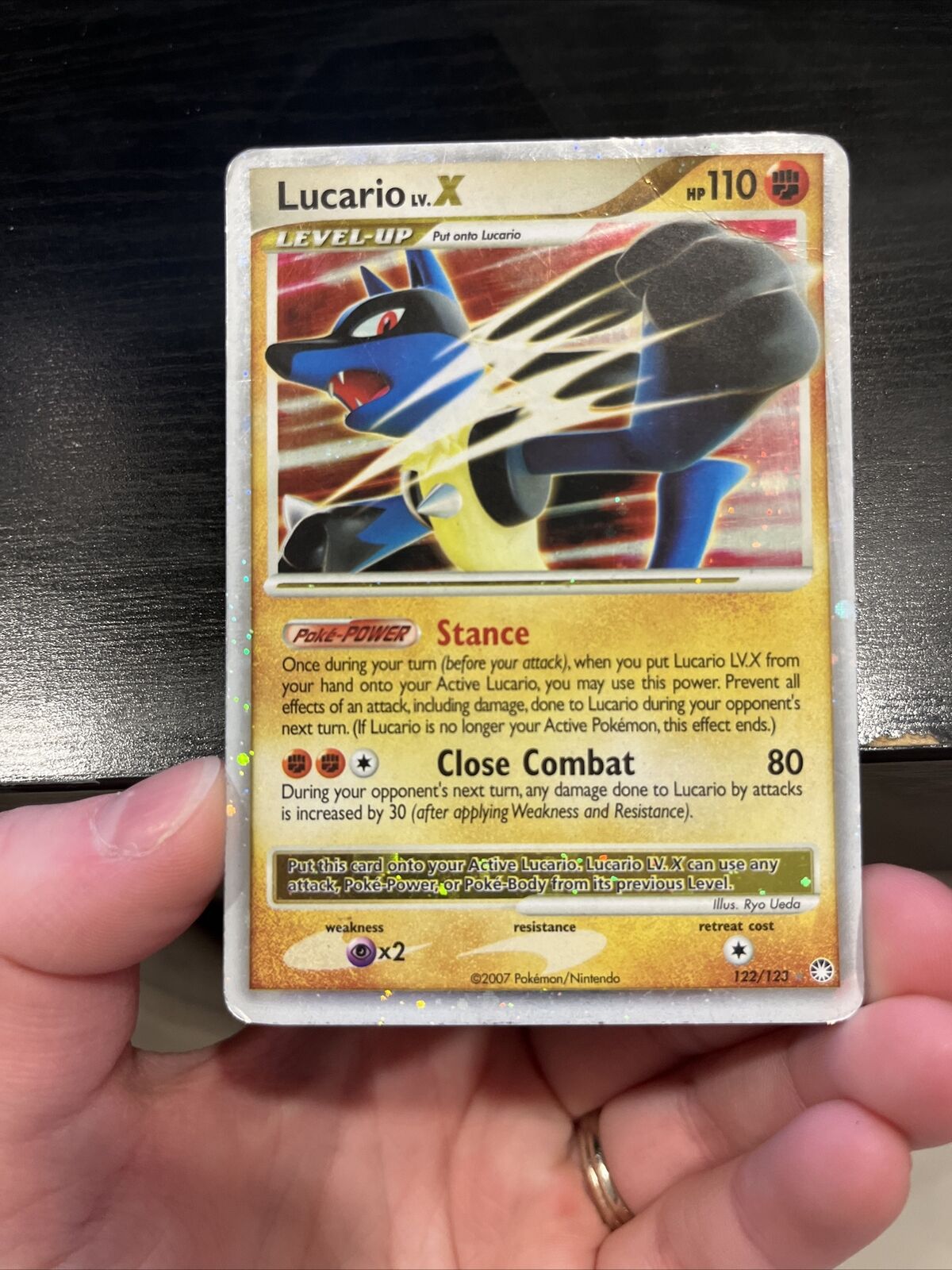 Carta de Jogo: Lucario LV.X (Pokémon TCG(Mysterious Treasures Set)  Col:PKM-MTS-EN122