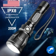 IPX8 Diving LED Flashlight Underwater 200m  Rating Dive Light 5 Modes for Diving
