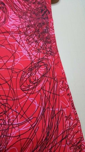 Vintage Silk Fabric 3 Yards x 38" Red Abstract w/ Black Gray Smooth Blouse Wt - Picture 4 of 4