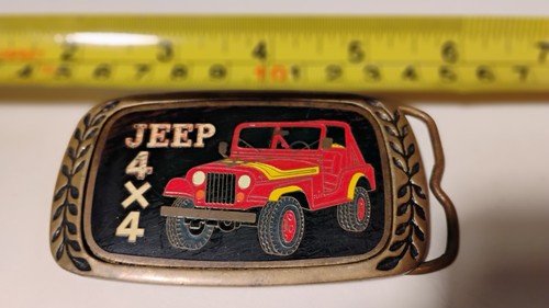 red jeep 4x4 belt buckle brass 1980 aminco heritage buckles - Picture 6 of 6