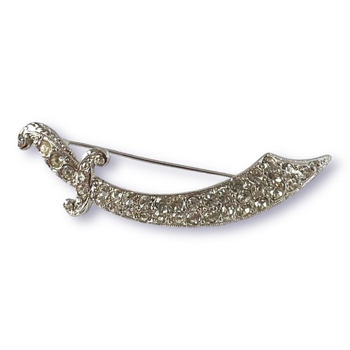 Espada ORA Shriners Fez Pin Estrás Tono Plata Firmada De Colección - Imagen 8 de 9