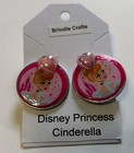 1" diameter pink background Earring round Disney Princess Cinderella