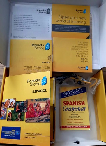 2014 Rosetta Stone Spanish Level 1 Thru 5 Grammar Book & Headset No Digital Card - Picture 2 of 6