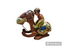 Vtg Tin Windup Indian Hopping Cartoon Horse VF 1950's Lone Ranger Japan