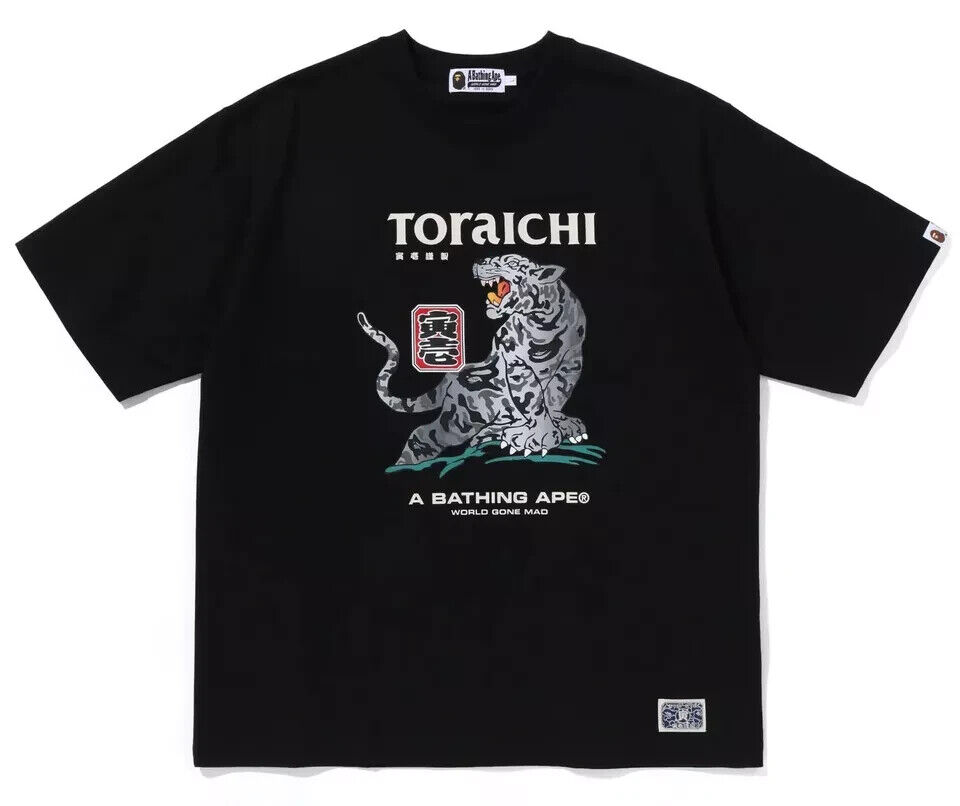 A BATHING APE BAPE X TORAICHI TEE Black White Lsize A BATHING APE BAPE X TORAICHI TEE Black White Lsize
