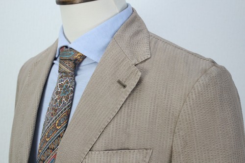 CORNELIANI ID Washed Brown SILK SEERSUCER Sport Coat Blazer Jacket 50IT 40US/UK - Picture 7 of 16