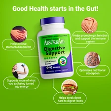 Absorbaid Natural Digestive Enzyme-relief for gas, bloating, acid reflux-90 caps