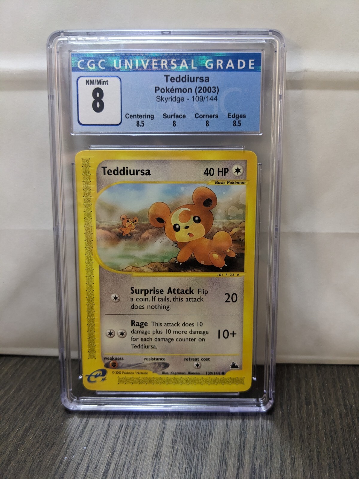 2003 Pokemon Skyridge Teddiursa 109/144 CGC 8 NM/MINT